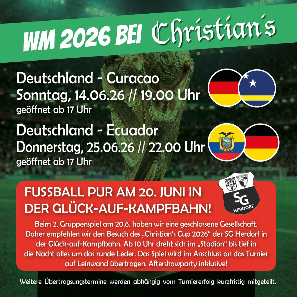 Public Viewing zur WM 2026 in Herdorf – Fußball erleben bei Christian’s